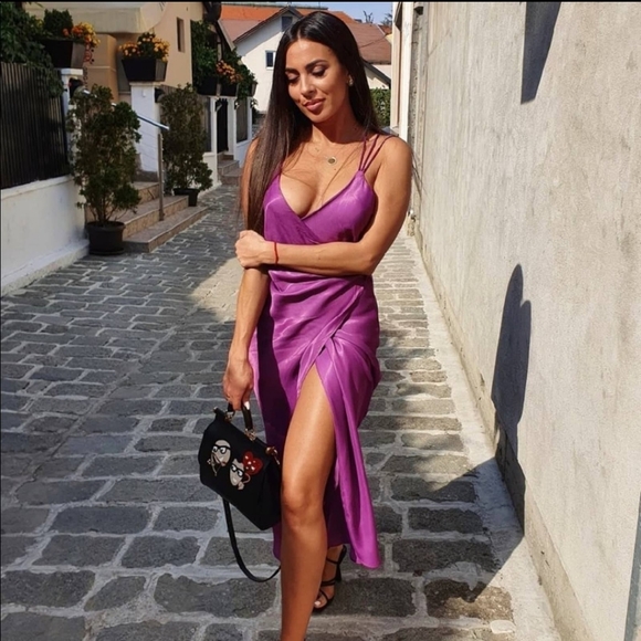 Zara Satin Effect Knotted Slip Dress 